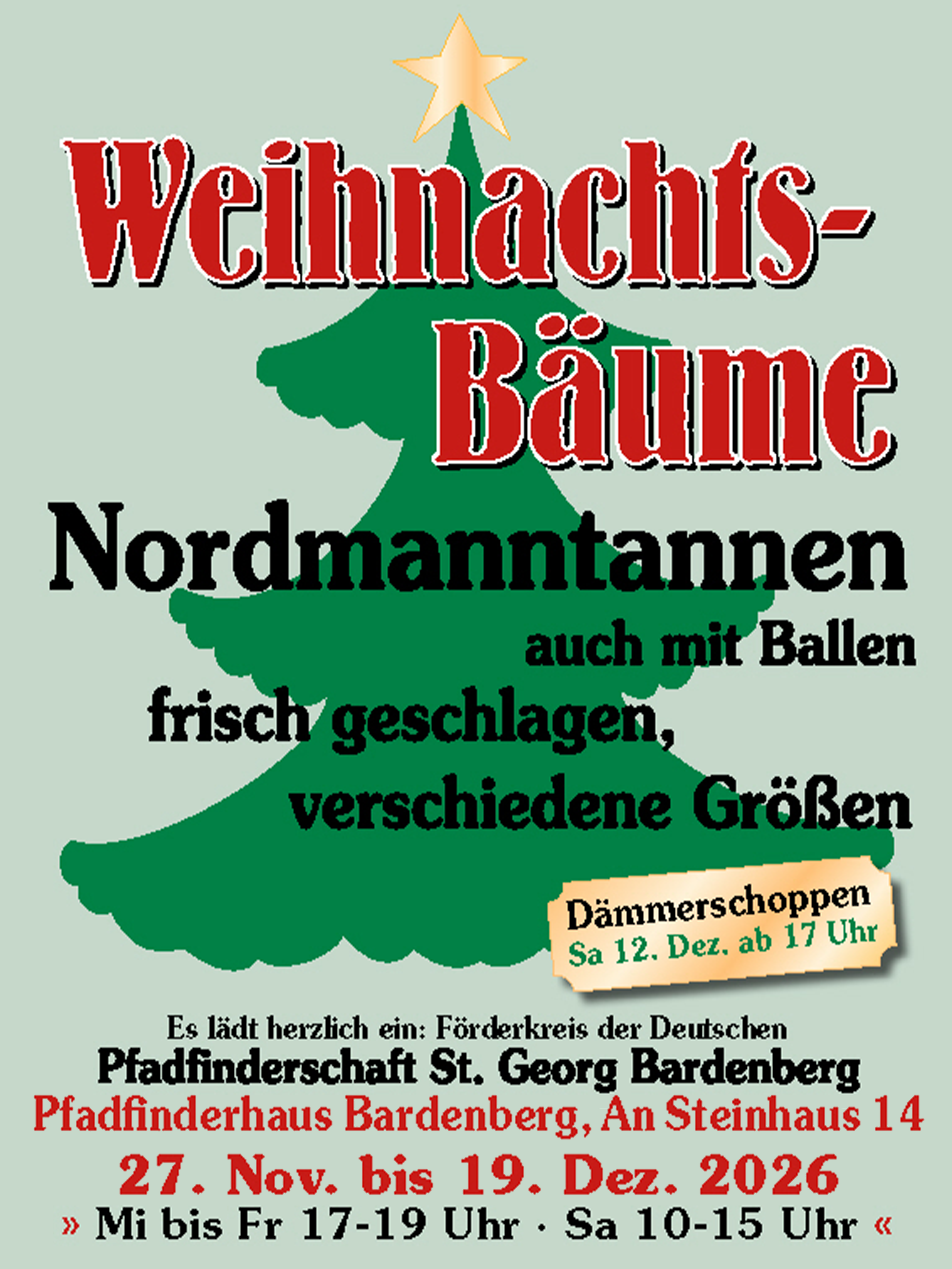 Weihnachtsbaumverkauf – 27.11.2026
